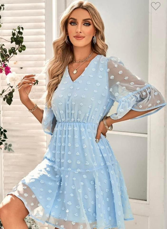 Baby Blue Pom Pom Dress