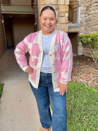 Checkered Bow Cardigan