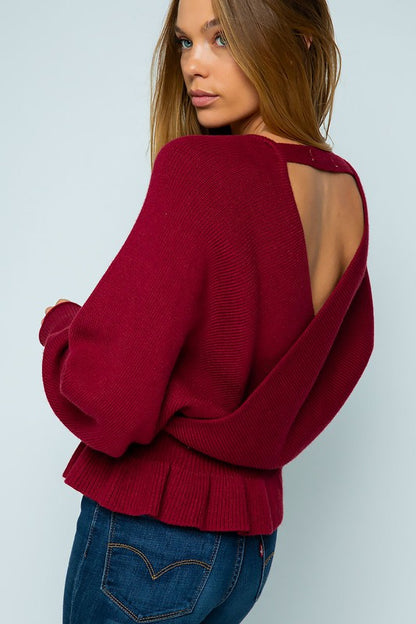 Maroon Peplum Sweater