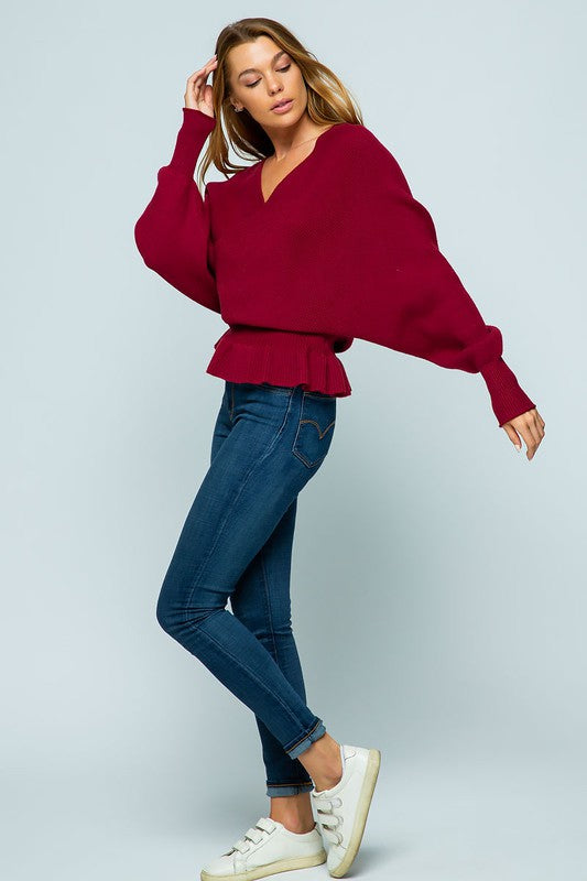 Maroon Peplum Sweater